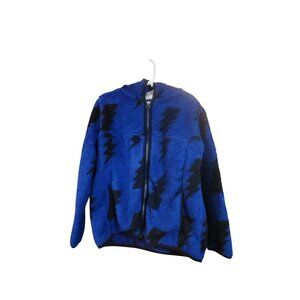Hanna Andersson Kids Fleece Hoodie Jacket Lightning Bolt Print Blue/Black US 6-7